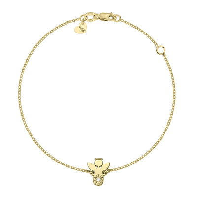 Bracelet on chain Baby Angel with white diamond, in yellow gold - zeaetsia