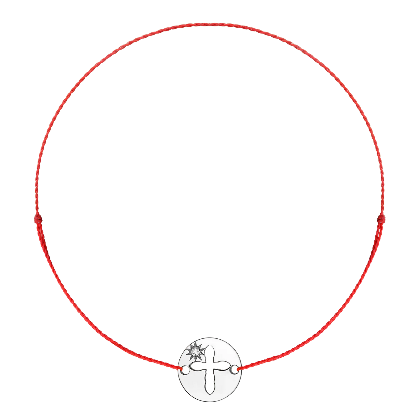 Bratara pe snur Banut Cruciulita decupata, cu diamant alb, din aur alb