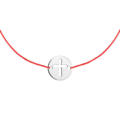 Bratara pe snur Banut Cruciulita decupata, din aur alb