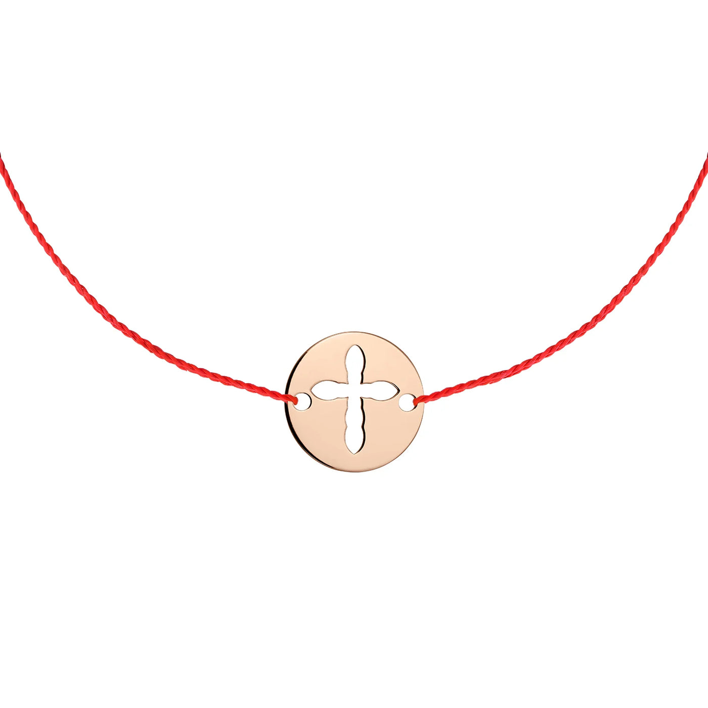 Bratara pe snur Banut Cruciulita decupata, din aur roz