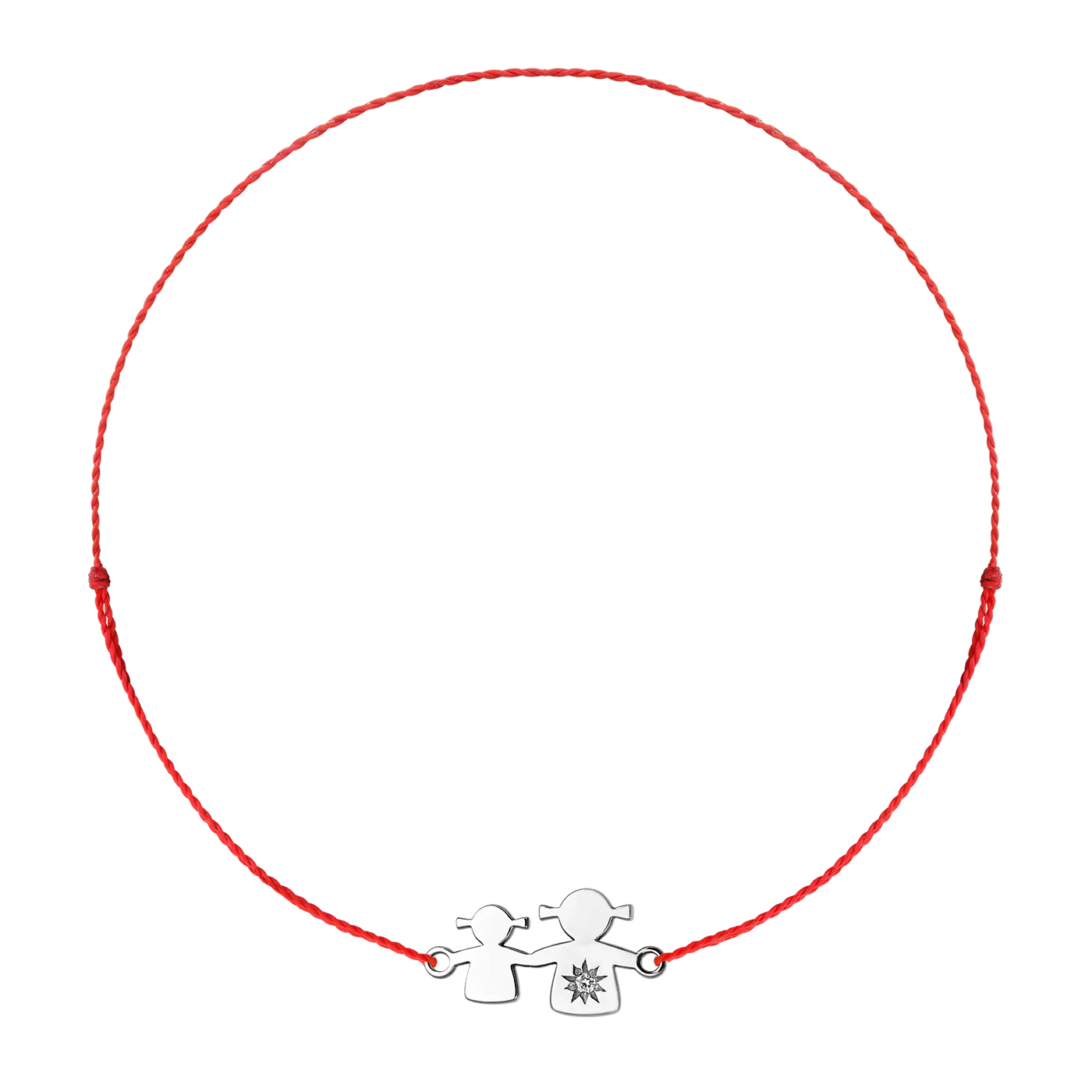 Bratara pe snur Mama& Fiica, cu diamant alb, din aur alb