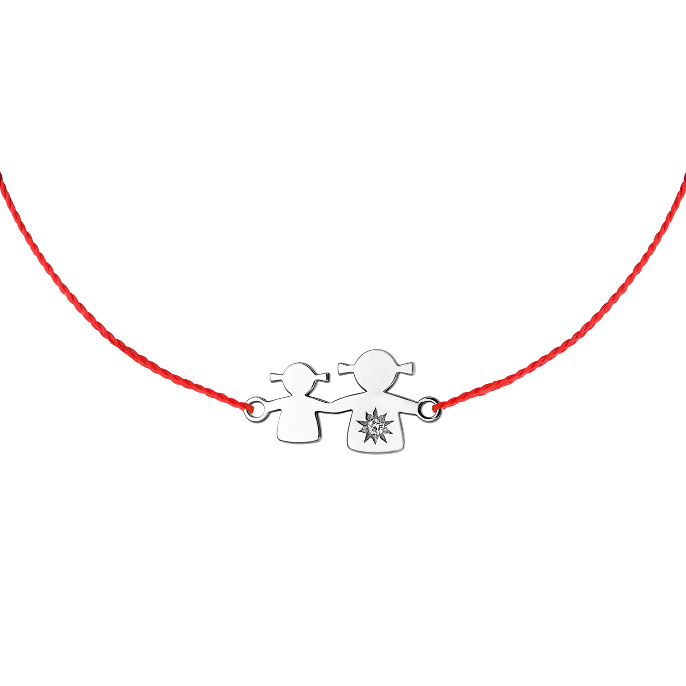 Bratara pe snur Mama& Fiica, cu diamant alb, din aur alb