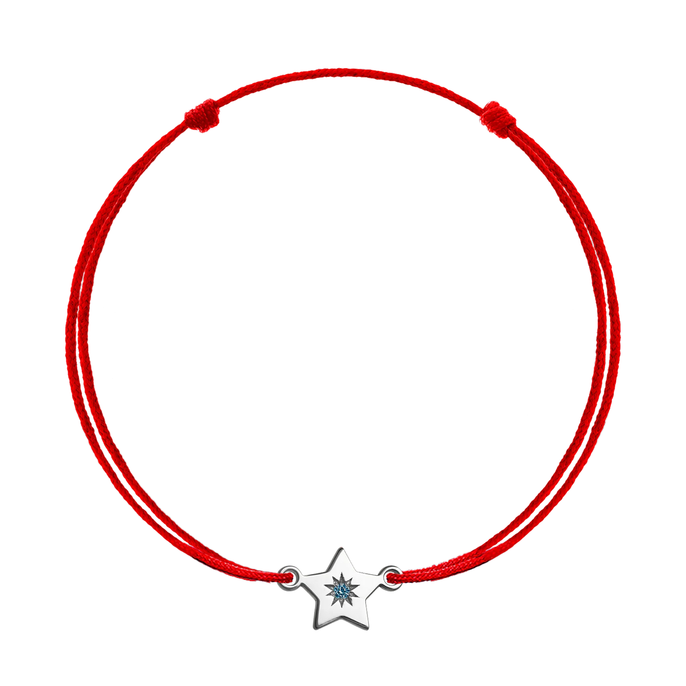 Bratara pe snur Stea Norocoasa, cu diamant albastru din aur alb