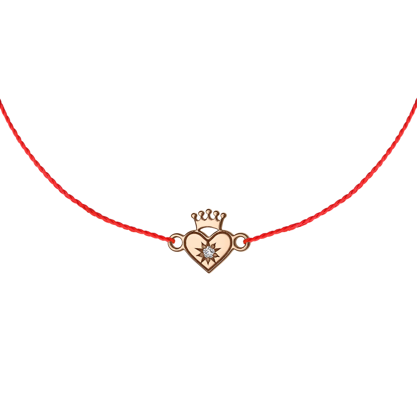Bratara pe snur Inima Royala cu diamant alb, din aur roz 
