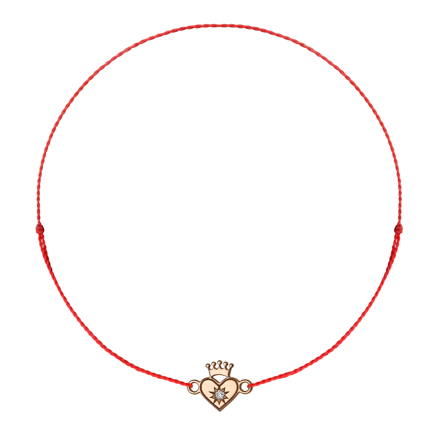 Bratara pe snur Inima Royala cu diamant alb, din aur roz 