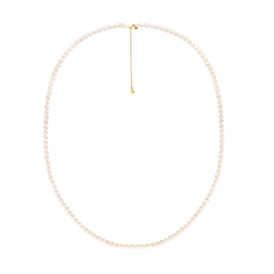 Colier 80 cm cu perle de cultura de 6mm cu lant si inchizatoare din aur galben 