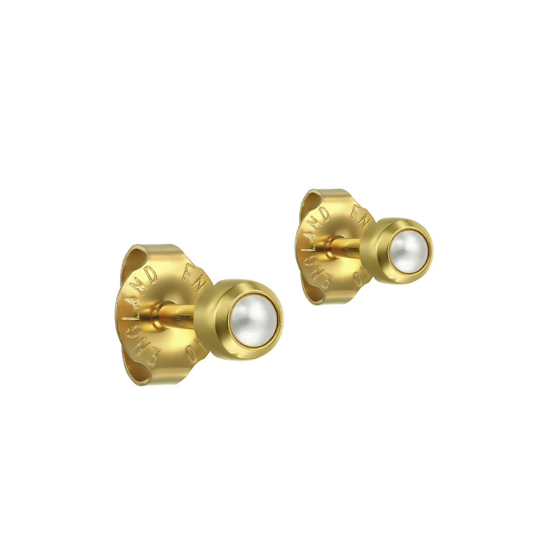 Cercei medicinali cu perle din inox placat cu aur 14K 24k | Zea et