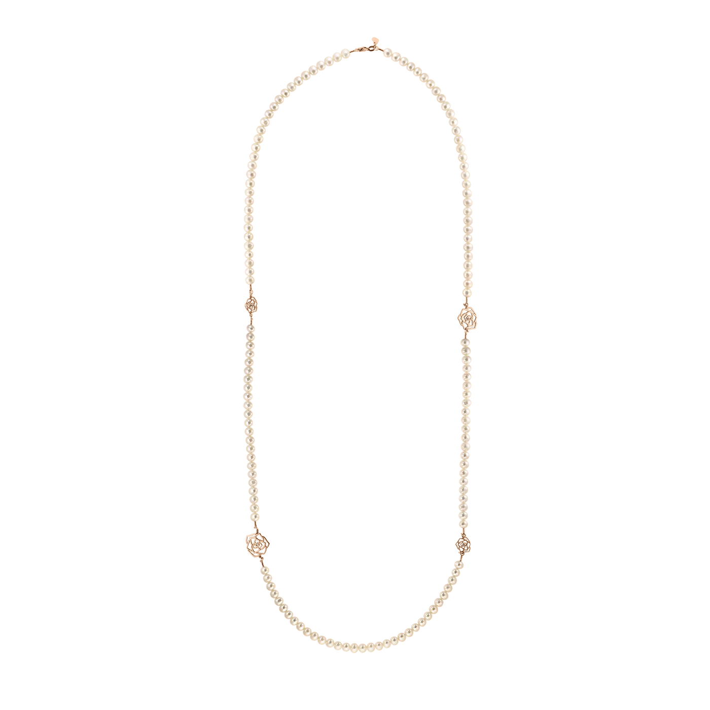 Colier Rose 90 cm cu perle de cultura de 6mm cu diamante albe si inchizatoare din aur roz 