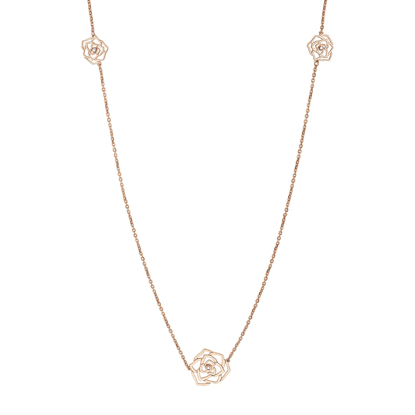 Lanţ Bloom cu diamante albe, din aur roz