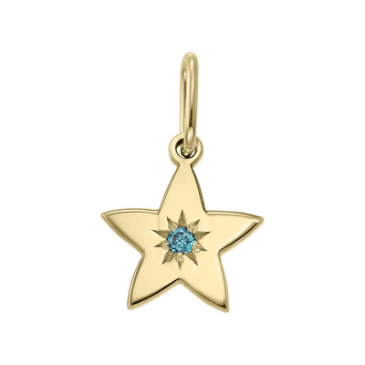 Pandantiv Stea Stralucitoare cu diamant albastru, din aur galben