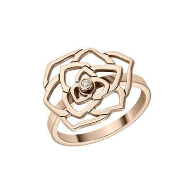 Ring Rose with white diamond, in rose gold - zeaetsia