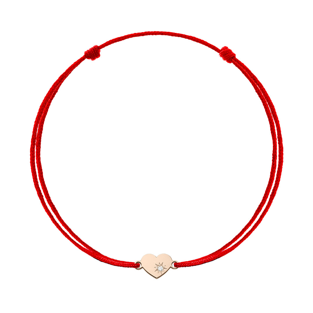 Bracelet on string 100% Love with white diamond, in rose gold - zeaetsia