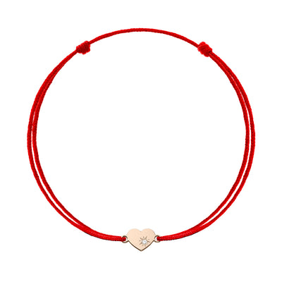 Bracelet on string 100% Love with white diamond, in rose gold - zeaetsia