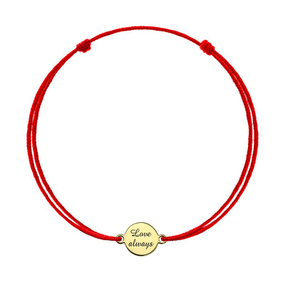 Bracelet on string coin Love always, in yellow gold - zeaetsia
