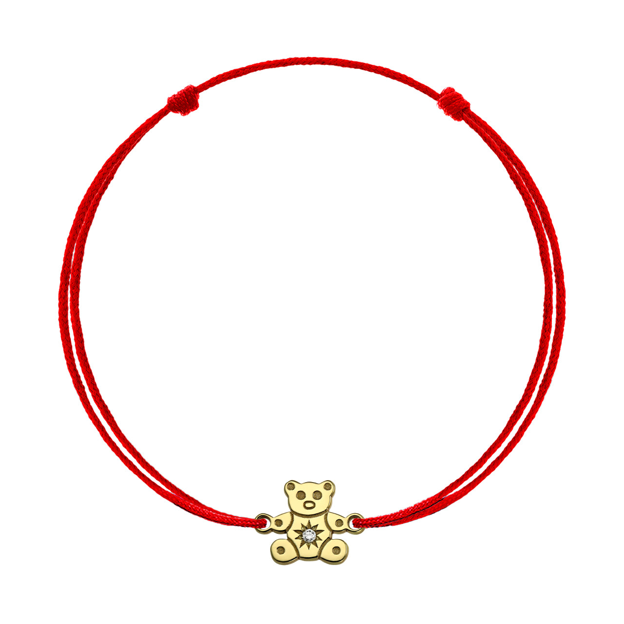 Bracelet on string My Teddy Bear with white diamond, in yellow gold - zeaetsia