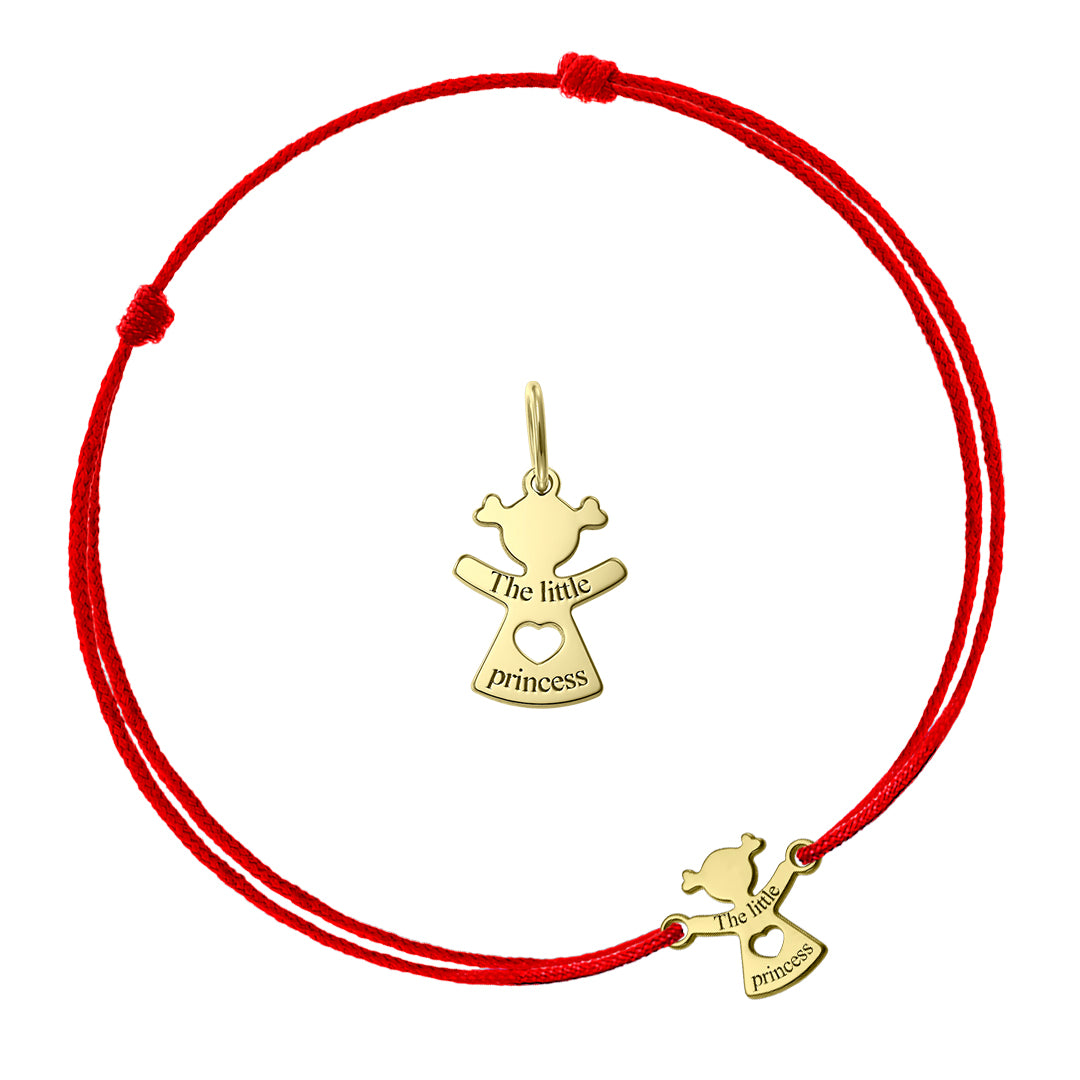 Mother&Baby The Little Princess Pendant&Bracelet on string, in yellow gold - zeaetsia