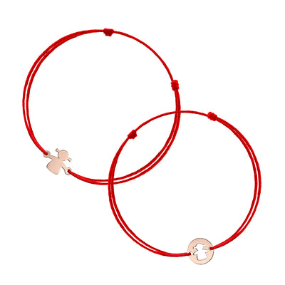 Mother&Baby Bracelets on string Sweet Baby and Baby Girl, in rose gold - zeaetsia