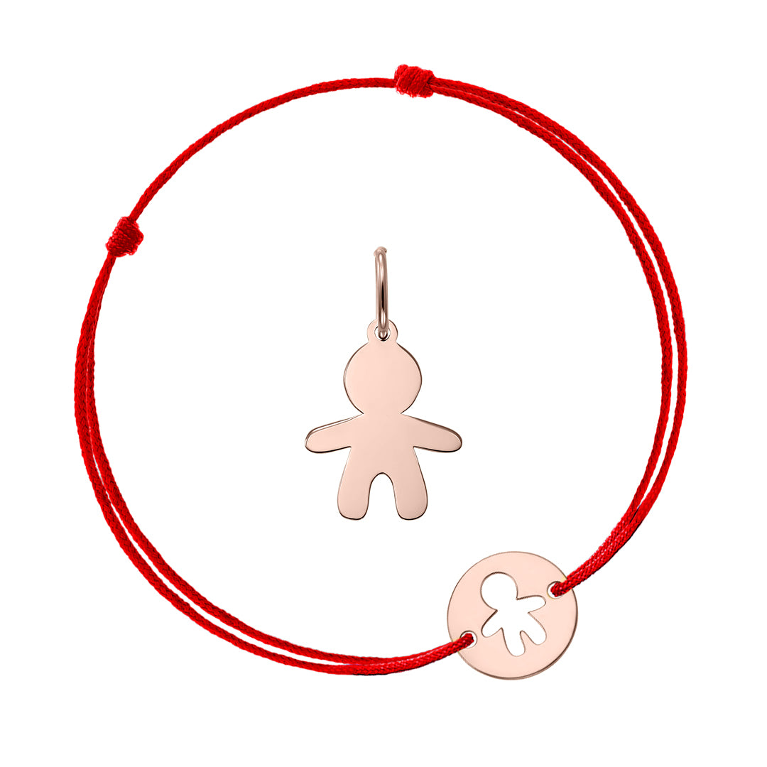 Mother&Baby Sweet Baby Boy Pendant&Bracelet on string, in rose gold - zeaetsia