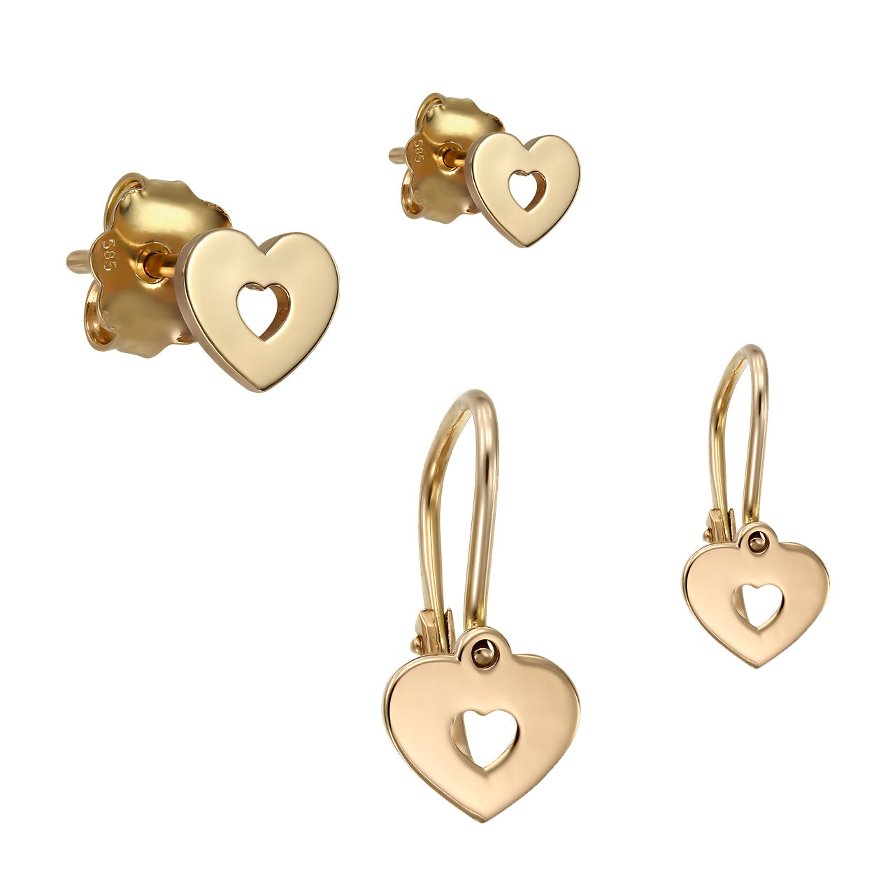 Mother&Baby Earrings Precious Heart, in rose gold - zeaetsia