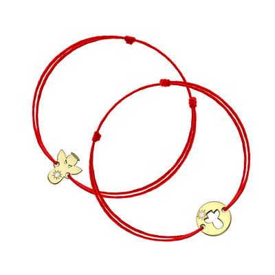 Mother&Baby Bracelets on string Angel with white diamonds, in yellow gold - zeaetsia