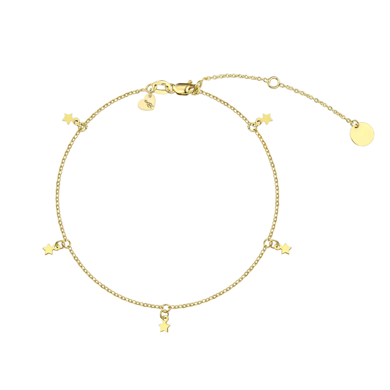 Anklet bracelet on chain Little Stars, in yellow gold - zeaetsia