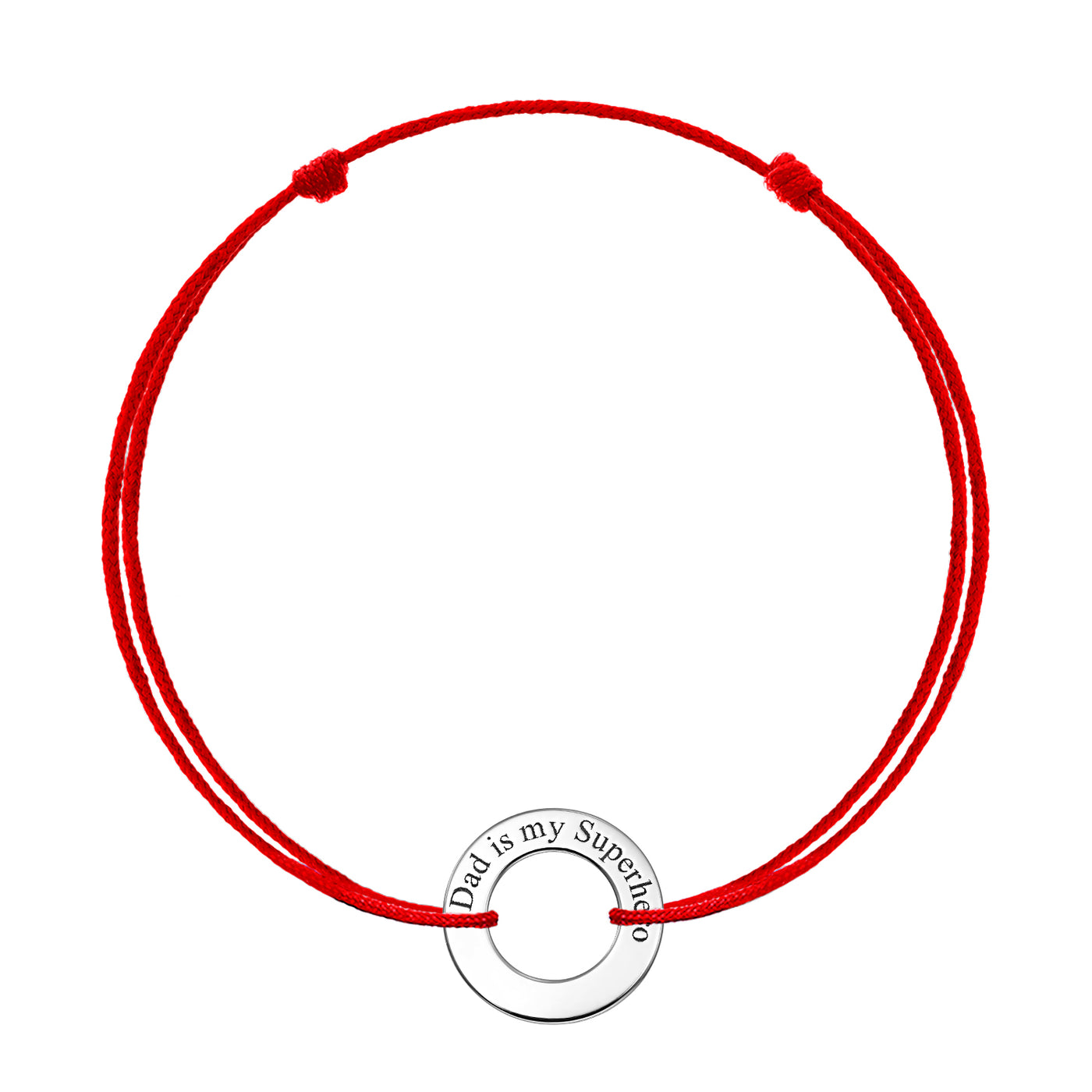 Bracelet on string Circle "Dad is my Superhero", in white gold - zeaetsia