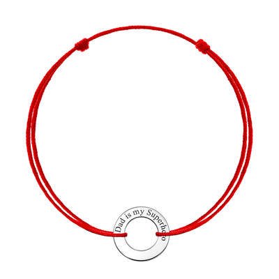 Bracelet on string Circle "Dad is my Superhero", in white gold - zeaetsia