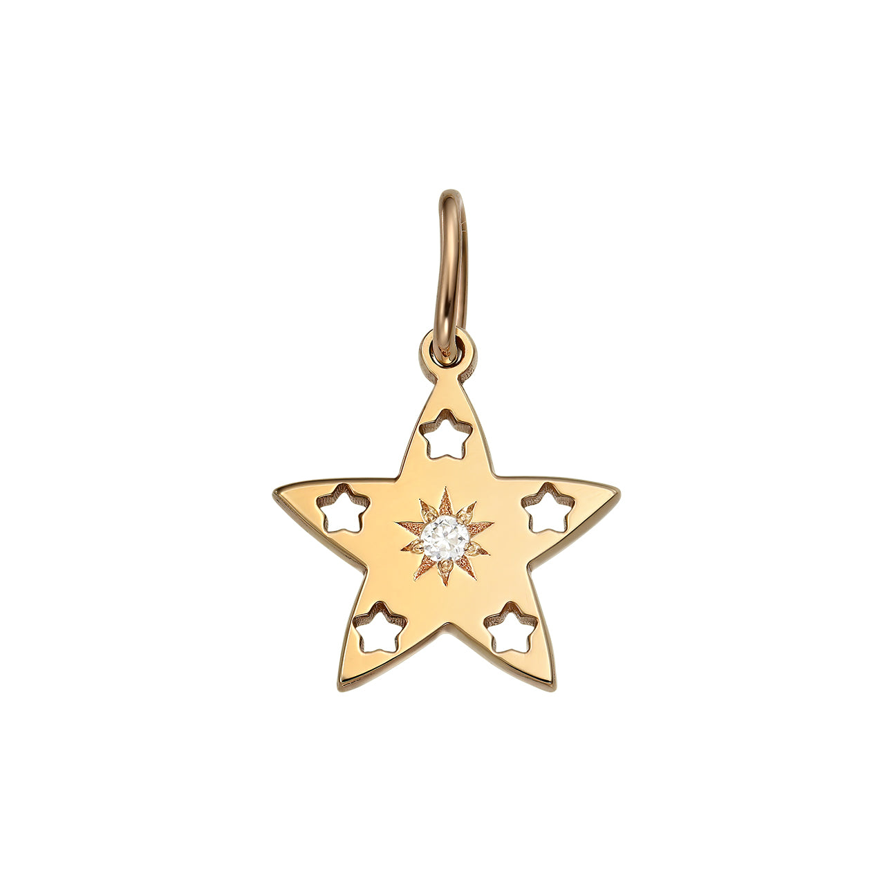 Pendant Shiny Star Constellation with white diamonds, in rose gold - zeaetsia