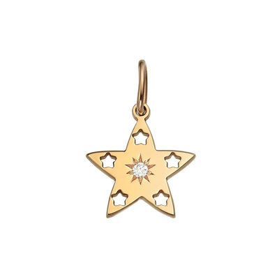 Pendant Shiny Star Constellation with white diamonds, in rose gold - zeaetsia