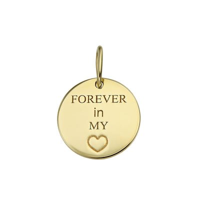 Pendant round Forever in my heart, in yellow gold - zeaetsia