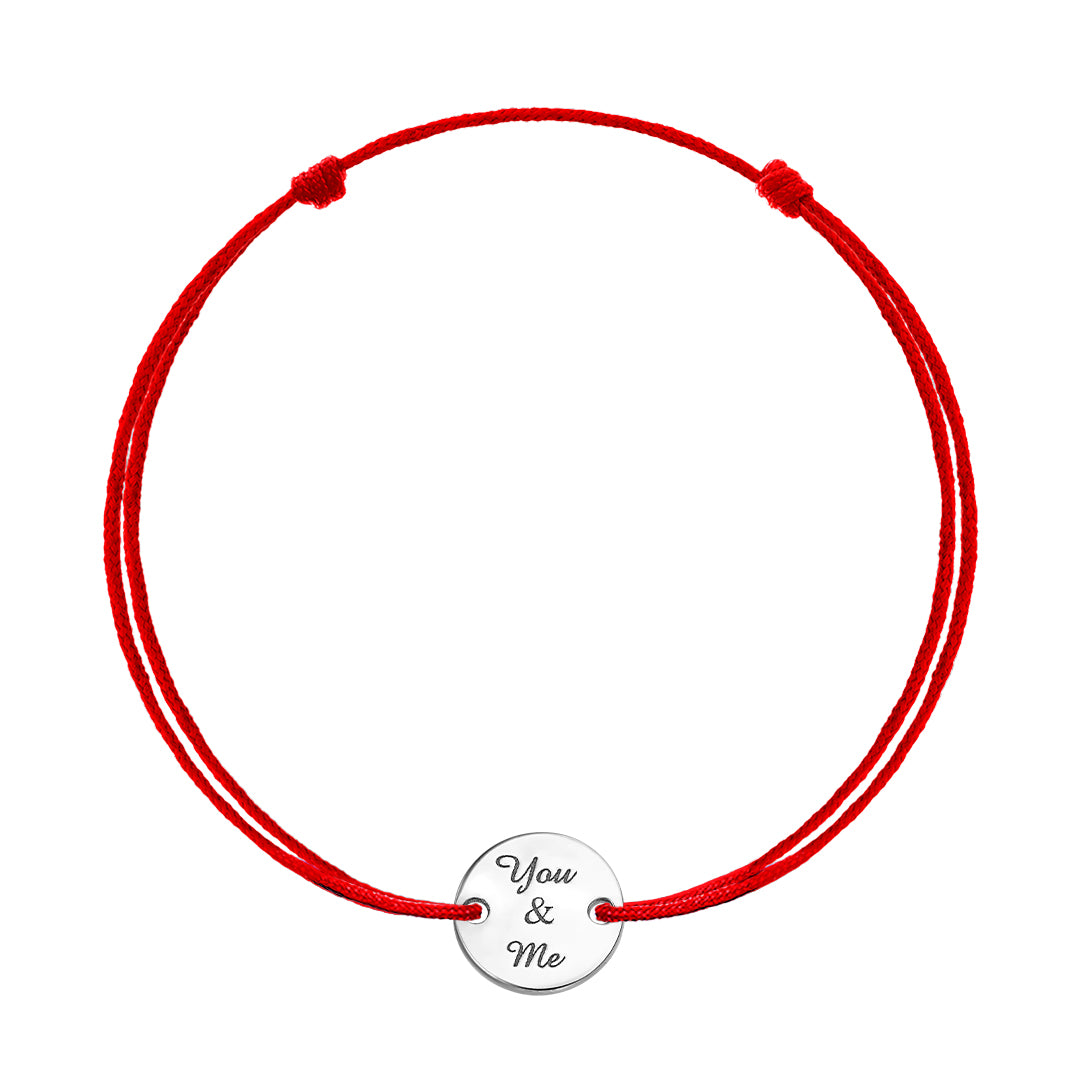 Bracelet on string coin YOU&ME, in white gold - zeaetsia
