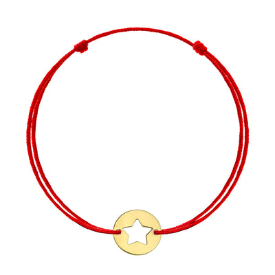 Bracelet on string Coin Lucky Star, in yellow gold - zeaetsia