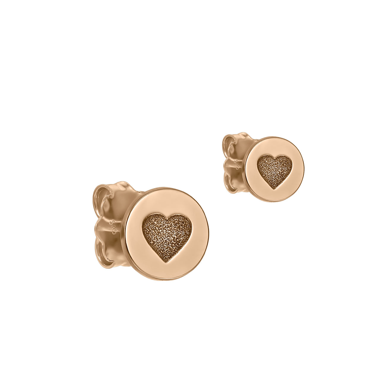 Stud Earrings Round Heart, in rose gold - zeaetsia