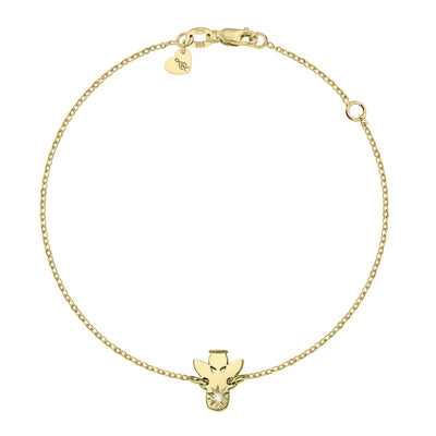 Bracelet on chain Baby Angel with white diamond, in yellow gold - zeaetsia