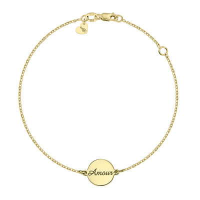 Bracelet on chain coin Amour, in yellow gold - zeaetsia