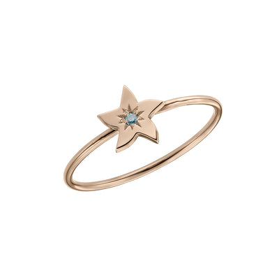Ring Starfish with blue diamond, in rose gold - zeaetsia