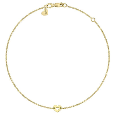 Anklet bracelet on chain Precious Heart in yellow gold -