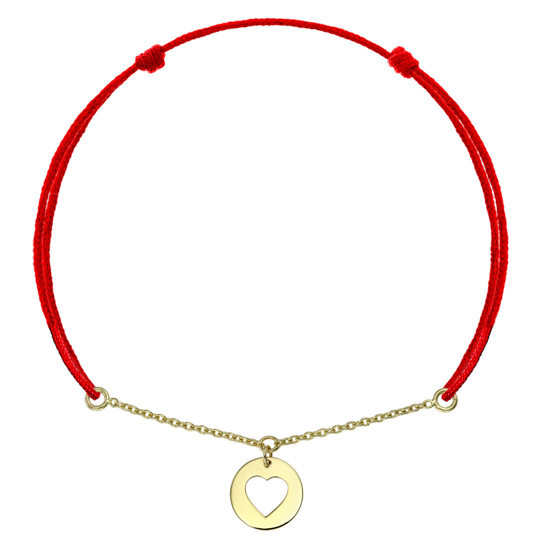 Bracelet on string and chain Baby Heart, in yellow gold - zeaetsia