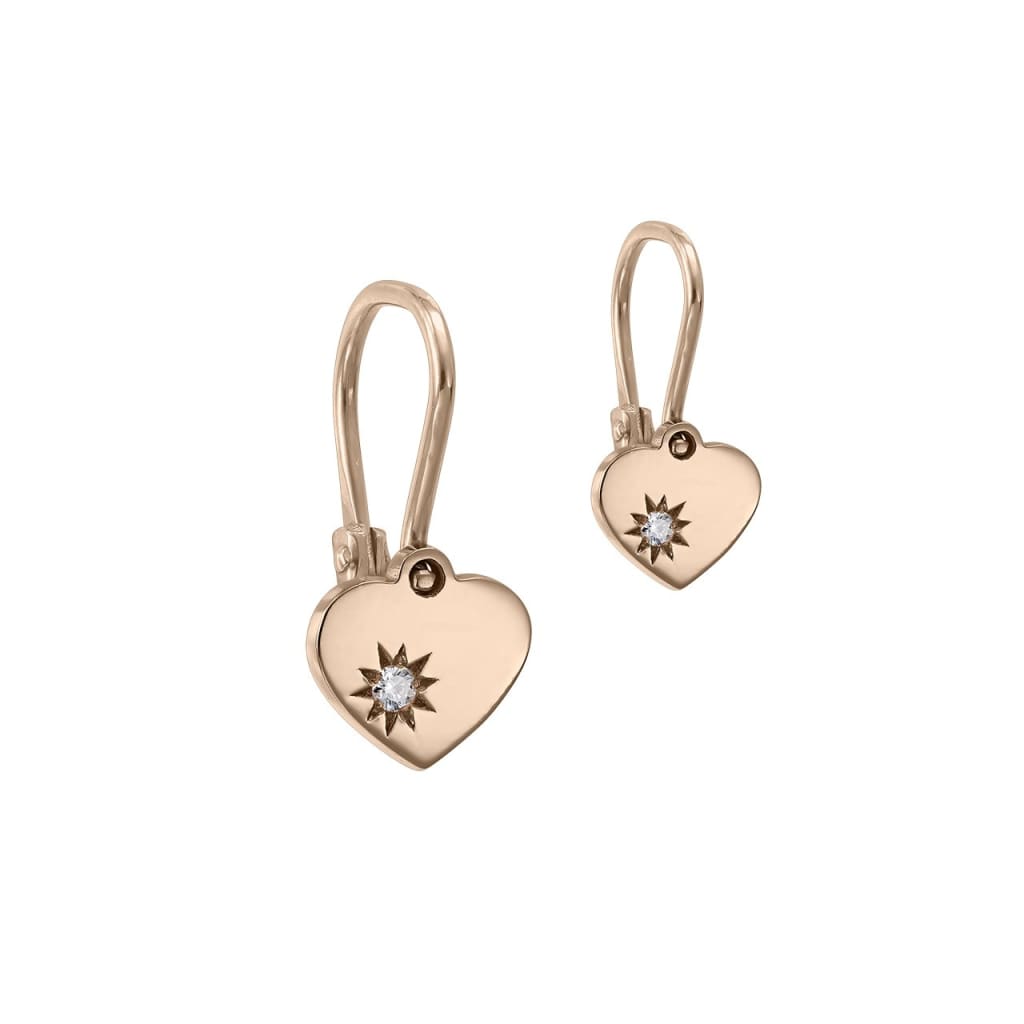 Baby Earrings 100% Love with white diamonds in rose gold -