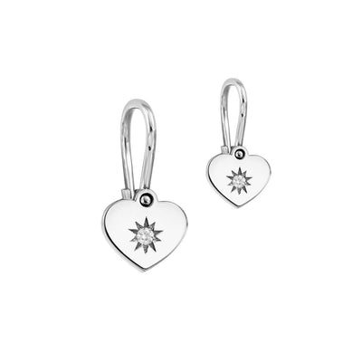 Baby Earrings Listen to Your Heart with white diamonds in