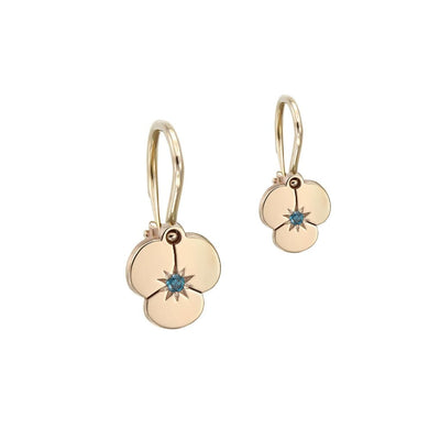 Baby Earrings Missing Summer with blue diamonds in rose gold