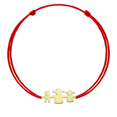 Bracelet on string Mother&Daughter&Son in yellow gold -