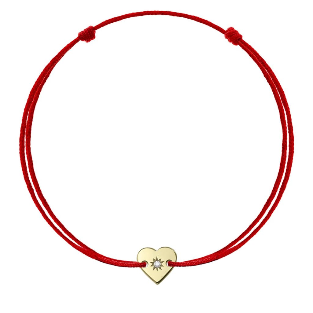 Bracelet on String Perfect Heart with white diamond in