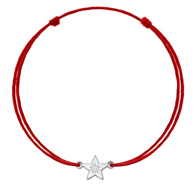Bracelet on string Shiny Star with white diamond in white