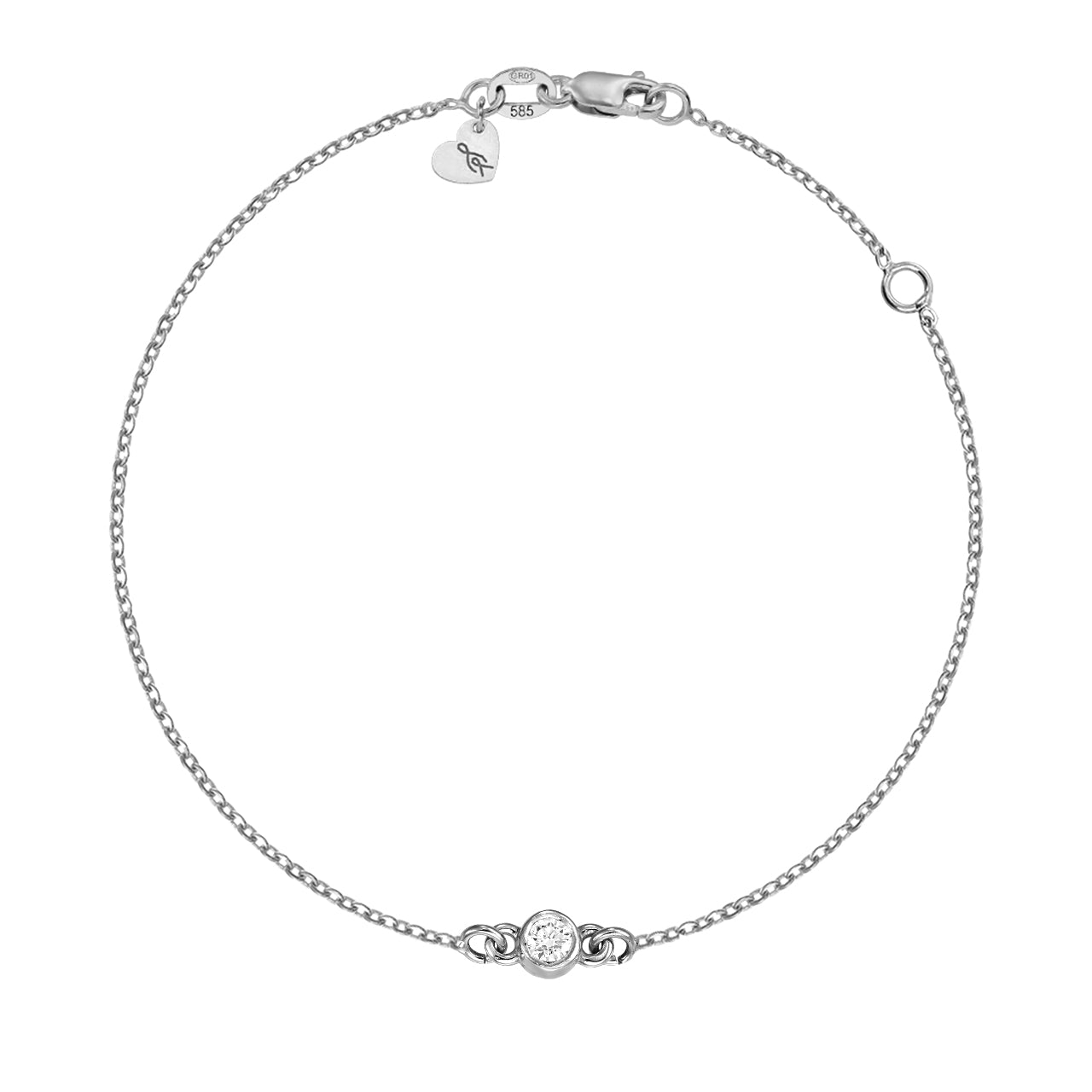Bracelet on chain Pure with white diamond, in white gold - zeaetsia