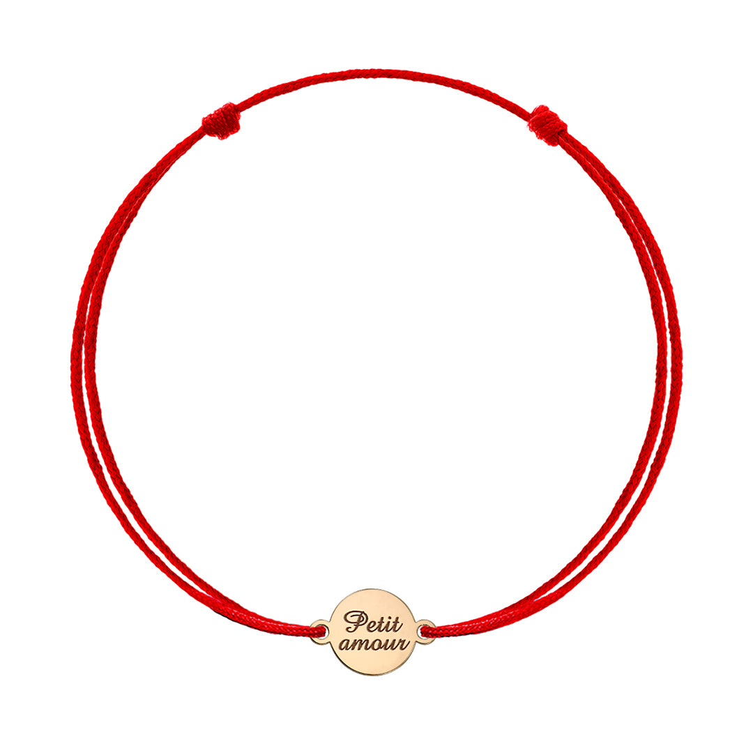 Bracelet on string coin Petit Amour, in rose gold - zeaetsia
