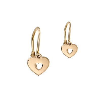 Baby Earrings Precious Heart, in rose gold - zeaetsia