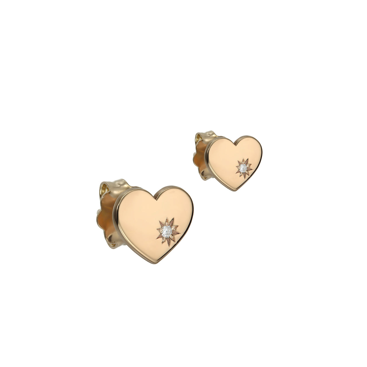 Stud Earrings 100% Love with white diamonds, in rose gold - zeaetsia