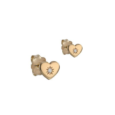 Stud Earrings Listen to Your Heart with white diamonds S, in rose gold - zeaetsia