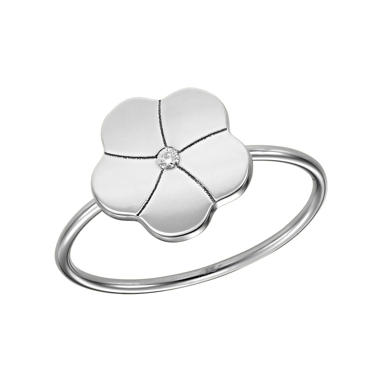 Ring Forget Me Not with white diamond, in white gold - zeaetsia